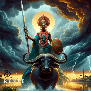 Oyá (Yoruba): Transformation riding a bull